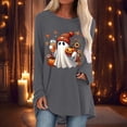 thumbnail image 2 of Womens Fall Halloween Shirt Women's Halloween Graphic Print Long Sleeve Top for Everyday Casual Round Neck Comfortably Soft Women’s T Shirt Grey XXL, 2 of 4