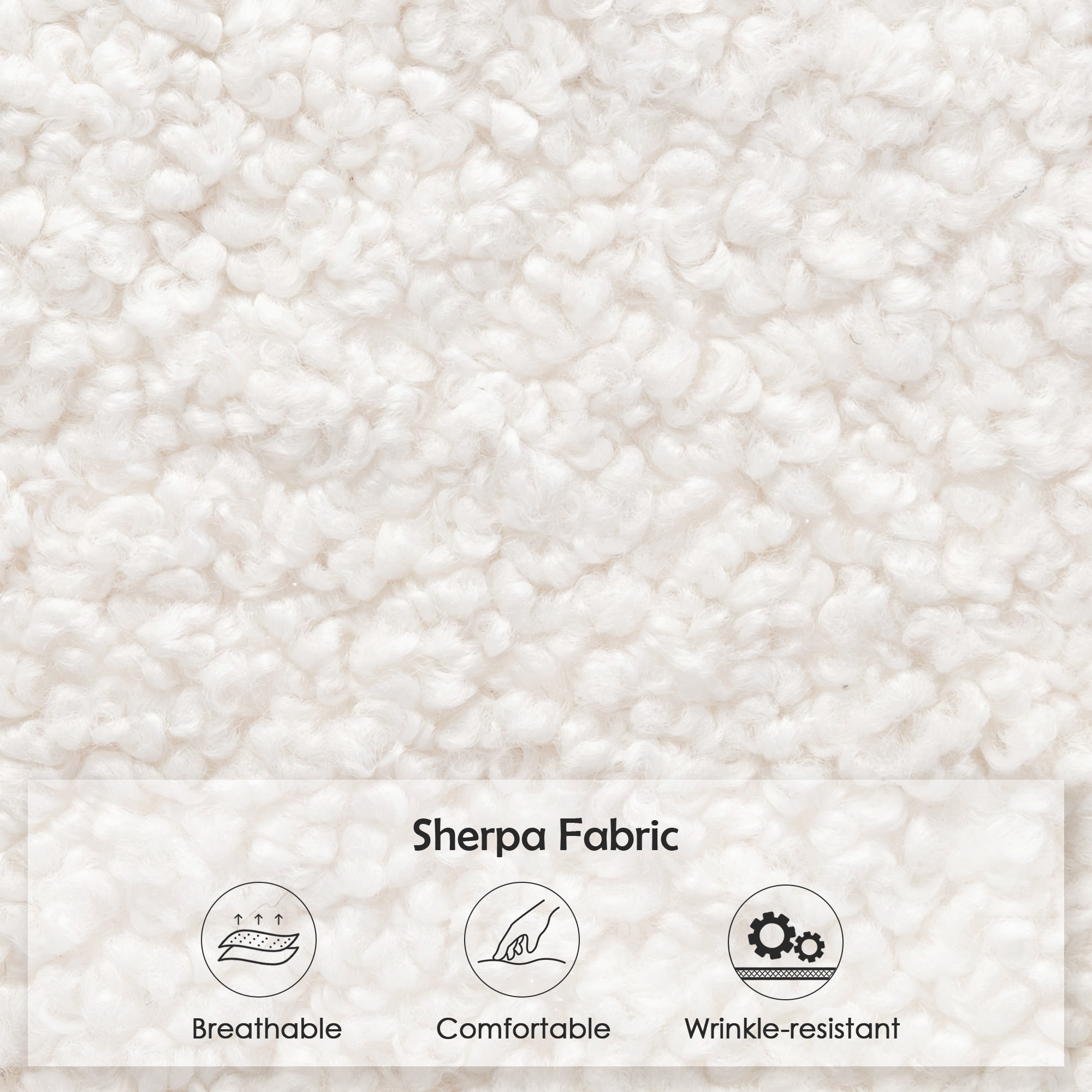 Zesthouse 18.5″Sherpa Fabric Ottoman, Modern Ottoman Coffee Table for Living Room, Flower Shaped Foot Stools, Upholstered Footrest Stool for Couch, White
