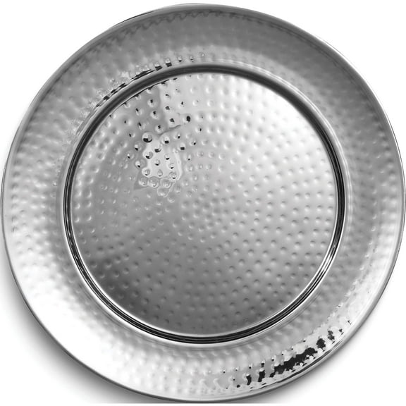 Fashion Stainless Steel 14 Inch Hammered Round Tray (14 X 14) Made In India gm6868