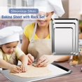 thumbnail image 2 of Baking Sheet with Rack Set (3 Pans + 3 Racks), Stainless Steel Baking Pan Cookie Sheet with Cooling Rack, Heavy Duty & Easy Clean，Stainless steel commercial baking tray, 2 of 5