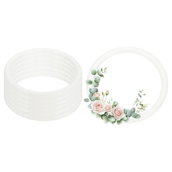 Uxcell 6 Pcs Dream Catcher Rings, 3.8 inch Floral Macrame Plastic O Rings DIY Round Plastic Hoops for Crochet Craft Making Wall Hanging Wedding Wreath Christmas, White