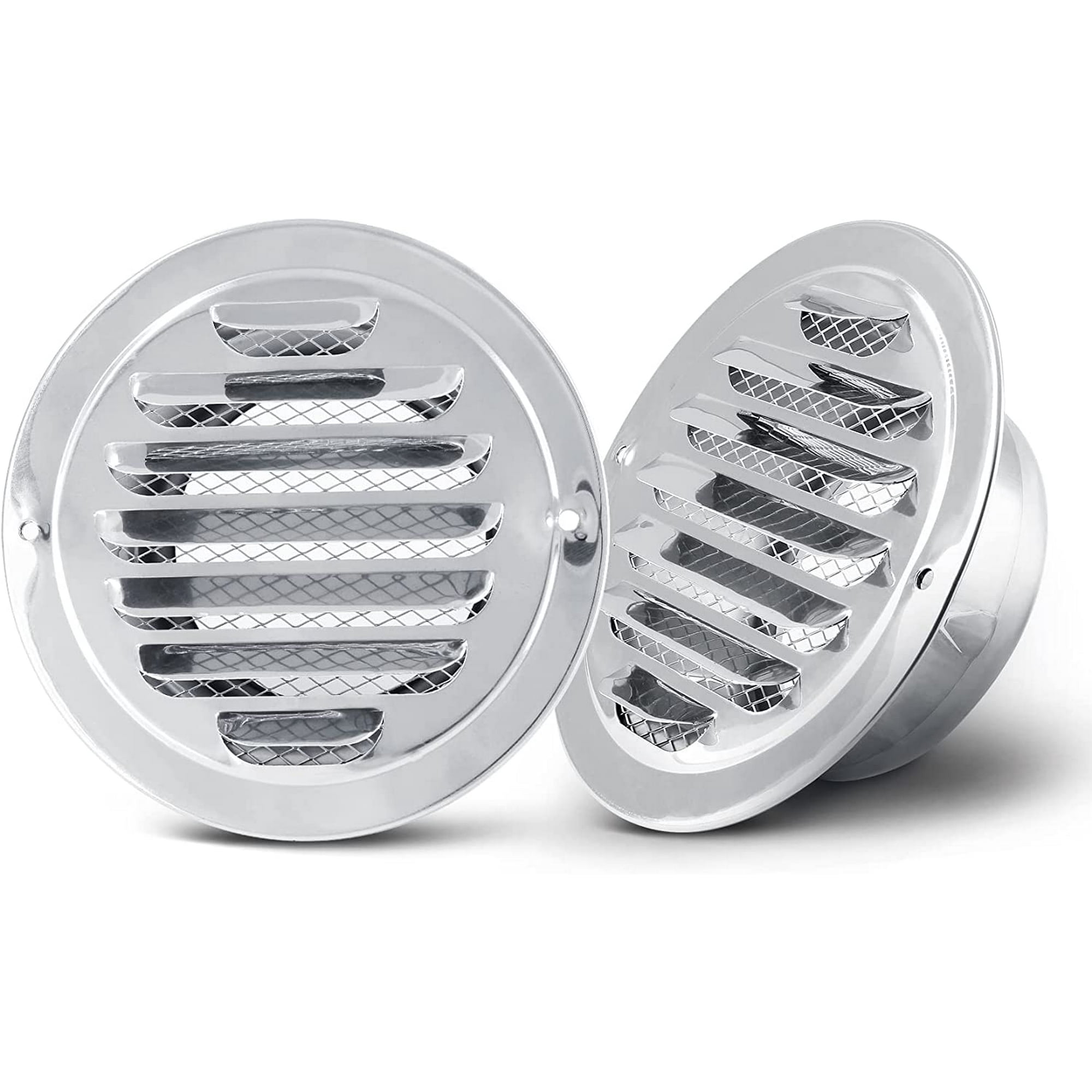 2 Pcs Stainless Steel Air Vents 4 Round Soffit Vents Louver Grille Cover Wall  Vent Cover with Screen Mesh for Kitchen, Bathroom, Office - Walmart.com