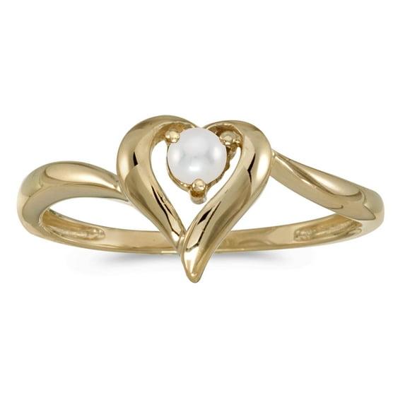 14k Yellow Gold Freshwater Cultured Pearl Heart Ring