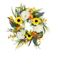 thumbnail image 2 of Flores artificiales, plantas artificiales, flores falsas, flores de imitación, corona de ramo de simulación de hojas de arce, girasol, corona de ratán para colgar en la puerta, decoración del hogar, u, 2 of 5