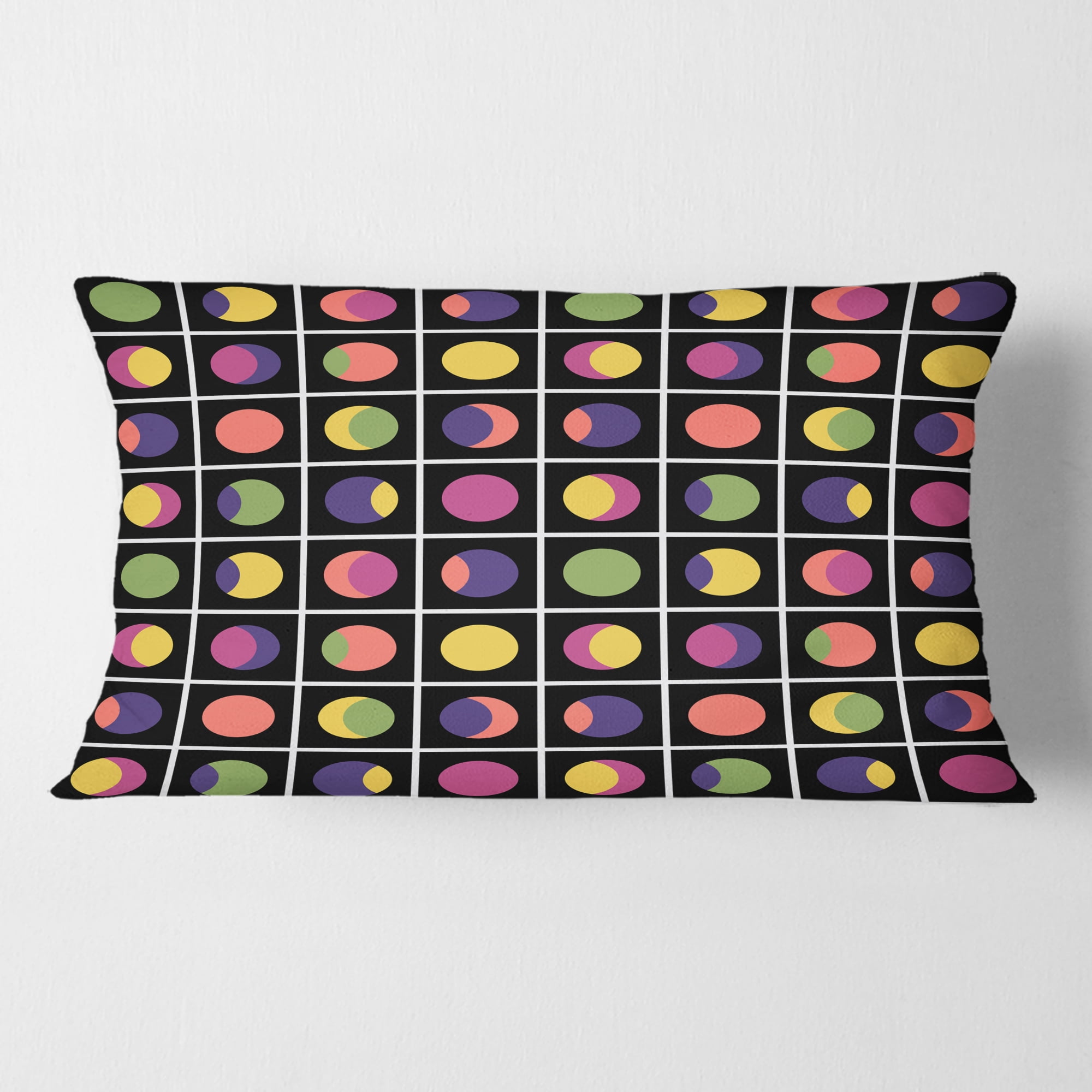 Designart Retro Circular Moons' Mid-Century Modern Throw Pillow - 12x20