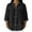 Black, variant on Women's Mandarin Collar Button Down Linen Blend Shirt 3/4 Sleeve Casual Summer Loose Fit Blouse Tops,XXL