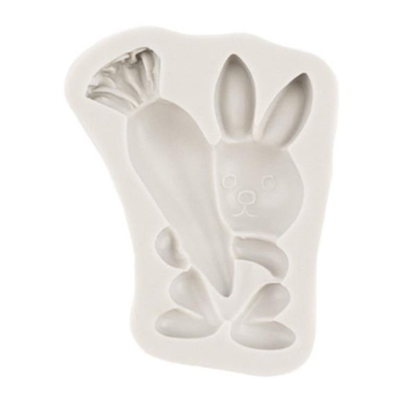 Oleegame 1PC Cookie Mold Carrots Sugar Flipping Silicone Easter Rabbit Hand Stick Rose Carrot Shaped Cake Decoration Gray