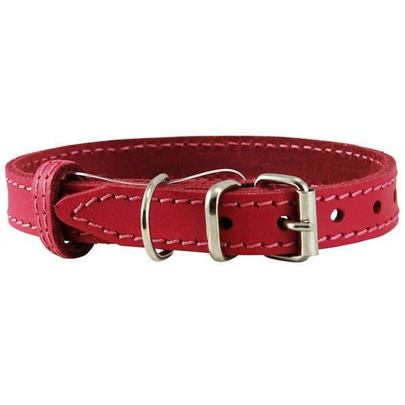 Genuine Leather Dog Collar Smallest Dogs Puppies 3 Sizes Pink (Neck: 9.5"-12"; 5/8" Wide)