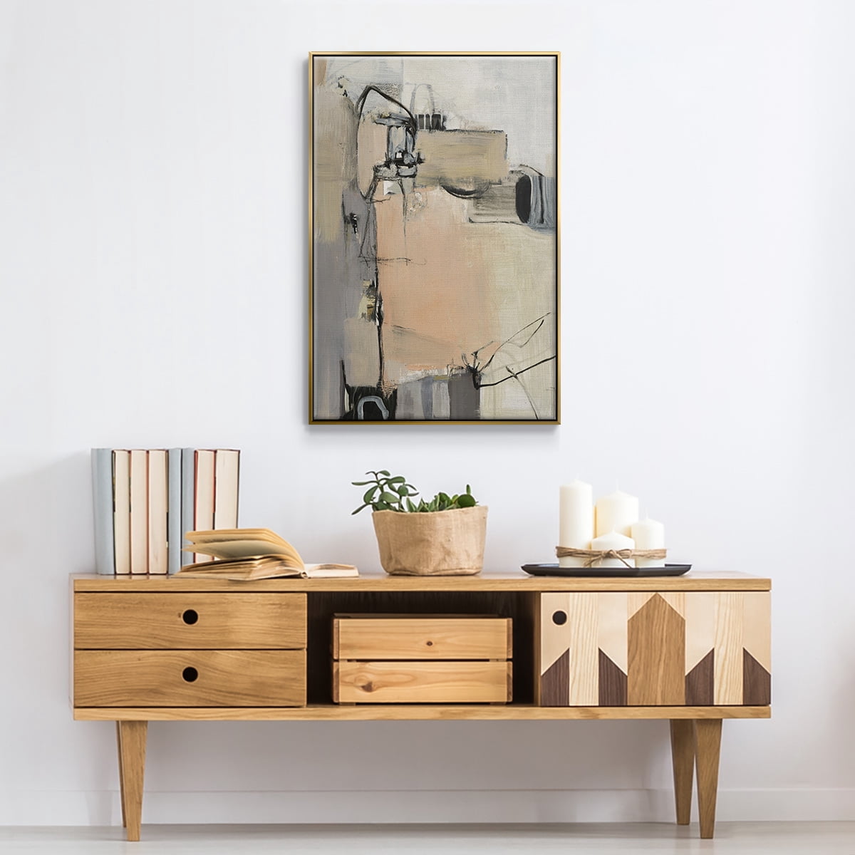 Sandstone Framed Premium Gallery Wrapped Canvas - Ready to Hang - 27 x 41 - Gold Floating Frame