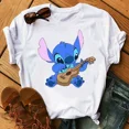 thumbnail image 2 of Camiseta holgada con cuello redondo y estampado de puntadas para parejas, camiseta blanca de manga corta de Disney, novedad de verano 2022, 2 of 4
