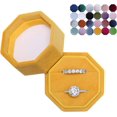 thumbnail image 1 of LAICAIW Velvet 2 Slots Jewelry Ring Box Engagement Wedding Box Keepsake Box Bridal Photo Ring Double Slots Octagon (Primrose Yellow), 1 of 3