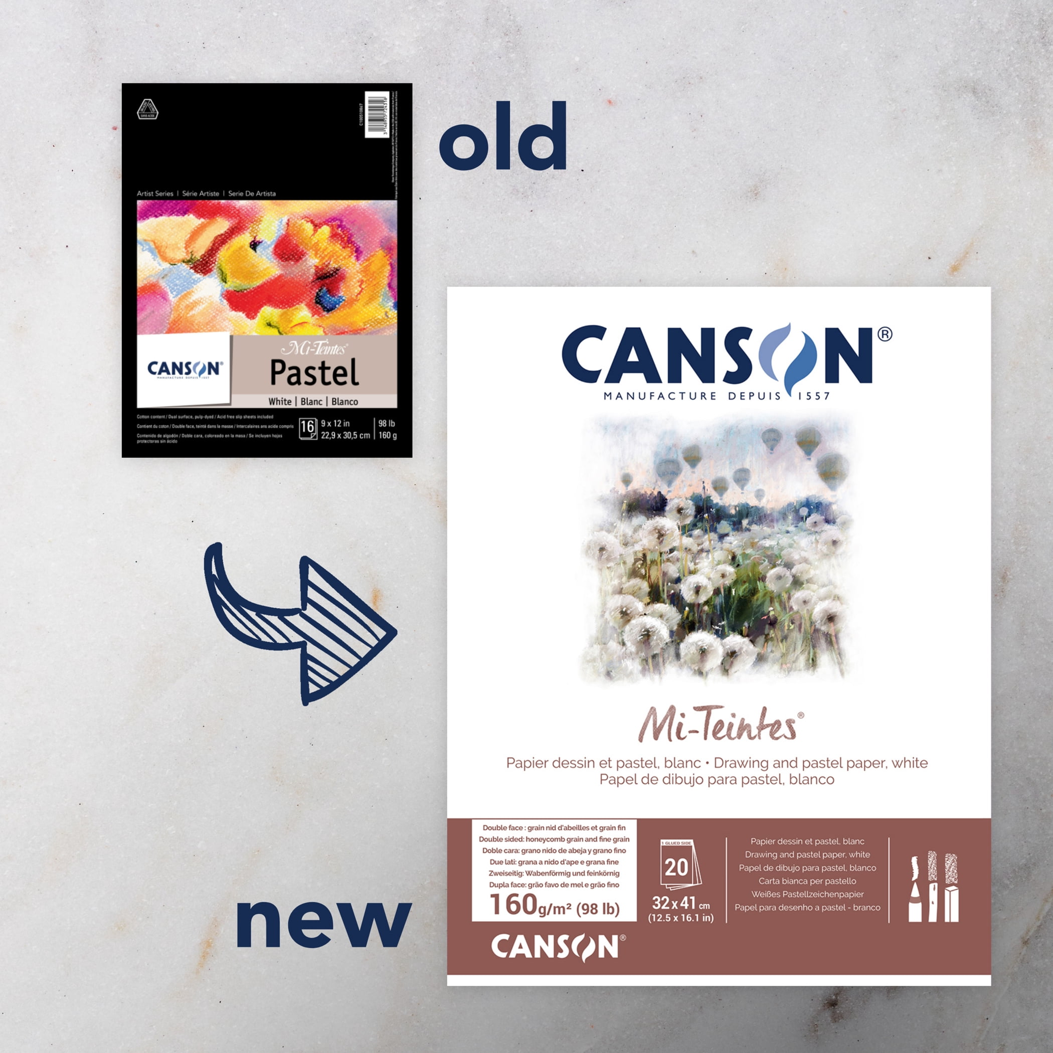 Canson Mi-Teintes Paper and Glassine Pad, 9in x 12in, White, 16 Sheets/Pad