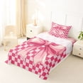 thumbnail image 5 of Erosebridal Girls Pink Bowknot Twin Sheet Sets,Kids Geometric Grid Printed Bedding 3 Pieces, 5 of 6