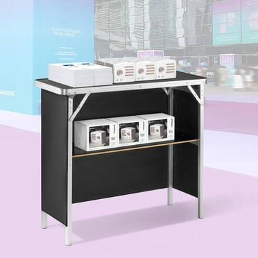KFFKFF Trade Show Counter 34.25 in Aluminum and MDF Podium with Carrying Bag Black