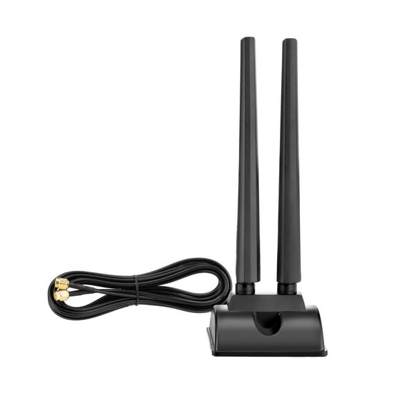 Eightwood Tri-Band WiFi 6E Antenna RP-SMA Male for Router/PCIe/USB Adapters/FPV/Security Cameras Black
