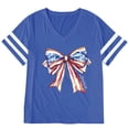 thumbnail image 3 of 2026 New Womens Plus Size Tops 4th of July V Neck Shirt Graphic Loose Fit Flower Short Sleeve Patriotic Tee Casual Summer Tops(Blue,XXXXL), 3 of 3