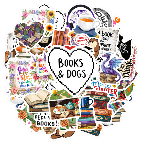 35pcs Colorful Stationery Stickers Reading Funny Stickers Literature Animal Stickers Kids Stickers Toy for Laptops Suitcases