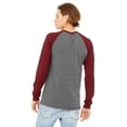thumbnail image 4 of The Bella + Canvas Mens Long Sleeve T-Shirt Deep Heather/ Cardinal - XL, 4 of 6