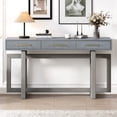 thumbnail image 2 of Ustyle Extra Long Console Table With 3 Drawers For Foyer. Construction, Neat & Tidy, Antique Gray Elegant - For Living Room, Foyer Modern Minimalist Design, 2 of 6