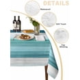 thumbnail image 3 of Teal Blue Green Tablecloth Rectangle Table Cloth 60x120, Waterproof Tablecloth Outdoor Table Cloth, Modern Ombre Minimalism Abstract Stripes Washable Table Cover for Kitchen Dinning Party, 3 of 8