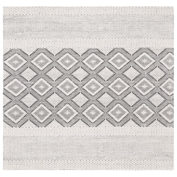 SAFAVIEH Vermont Weldon Trellis Area Rug, Ivory/Black, 6' x 6' Square