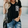 thumbnail image 2 of Pompotops Fashion Women Short Sleeve O-Neck Printed Pachwork Pockets Tops Blouse, 2 of 6