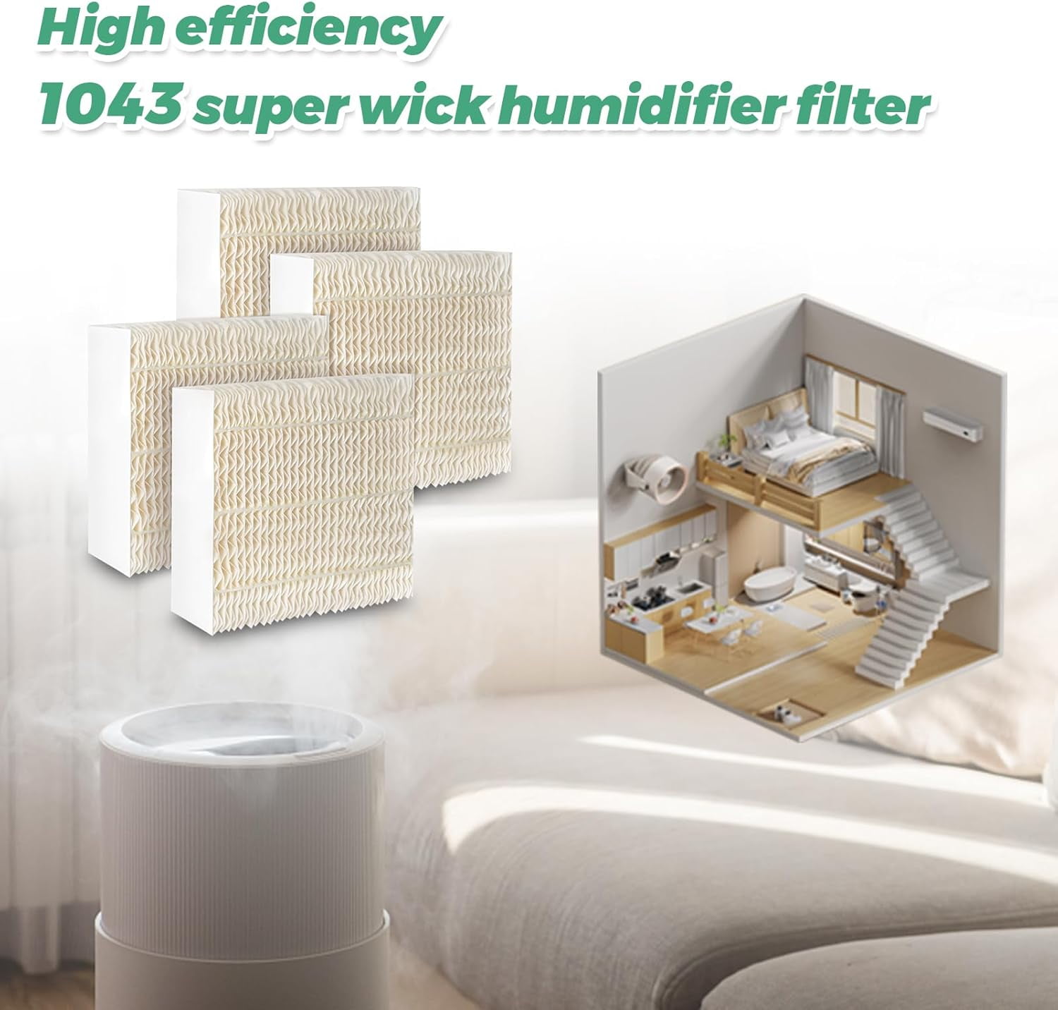 1043  Humidifier Wick Filters 4 Pack  for Essick AirCare EP9500 EP9700 EP9800