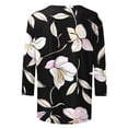 thumbnail image 5 of thefmos Women's Floral Print Pullover Top Casual Round Neck Long Sleeve Blouse Fashion Fall Spring Everyday Outfit, Black XL, 5 of 5