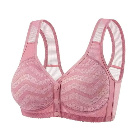FUNUONY Big Sale!! 2025 New Daisy Bras for Women No Underwire Front Closure Comfort Senior Wireless Snap Closing Bra Bras for Older Women Bras Bra No Underwire Plus Size Front Button Bra Pink 5Xl