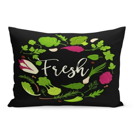 ECCOT Green Arugula Lettuce Salads Fresh Leafy Vegetables Healthy Diet Pillowcase Pillow Cover Cushion Case 20x30