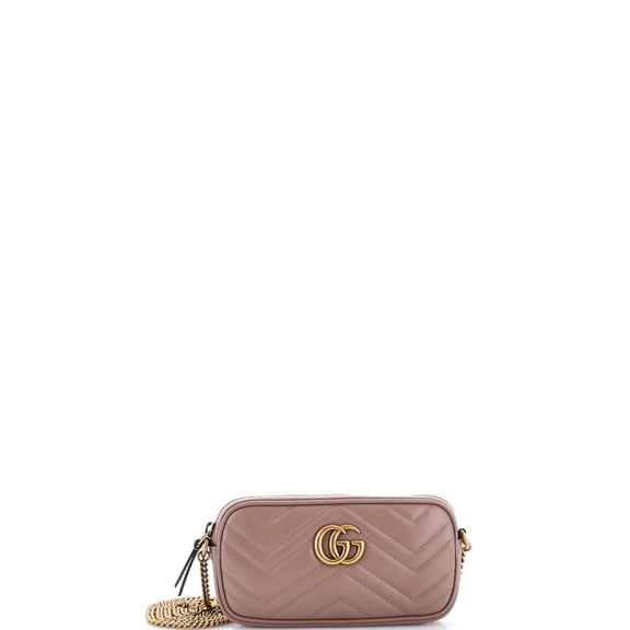 Pre-Owned GG Marmont Chain Crossbody Bag Matelasse Leather Mini By Rebag