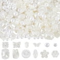 thumbnail image 1 of 12 estilos, 400 piezas de perlas de imitación, cuentas de plástico surtidas, bonitas perlas blancas estéticas con forma de mariposa, flores y hojas., 1 of 5