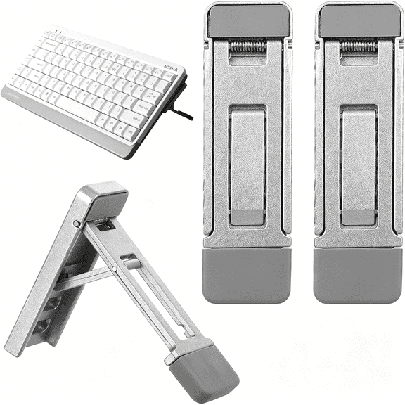 GJX 2 Pcs Keyboard Riser Tilt Stand Laptop Feet Riser Adhesive Keyboard Stands Portable Three Tilt Angle Adjustable, Foldable Laptop Risers with Anti-Slip Pads