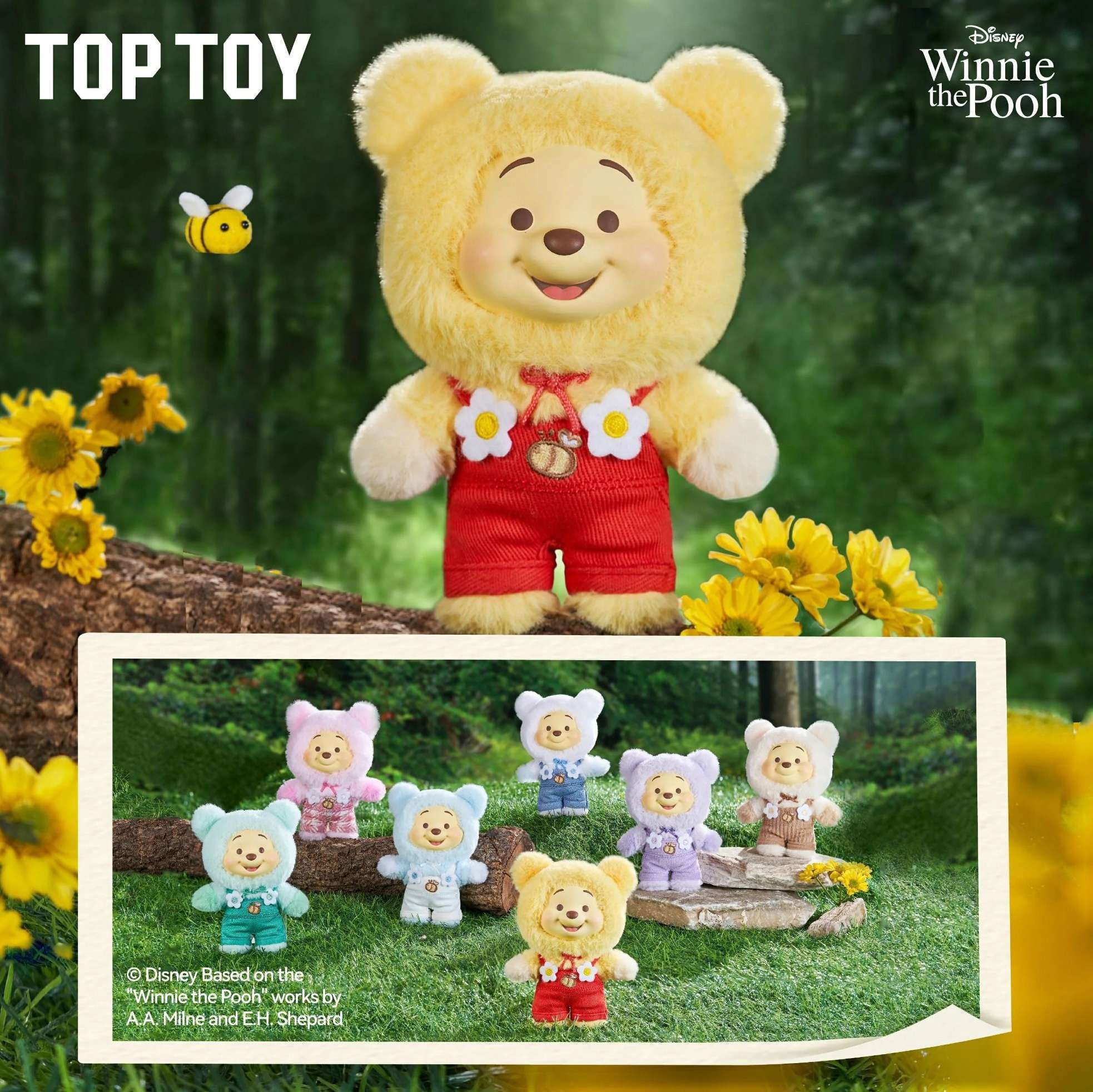 TOPTOY Disney Winnie the Pooh Candy Bear Series Vinyl Plush Keychain Blind Box