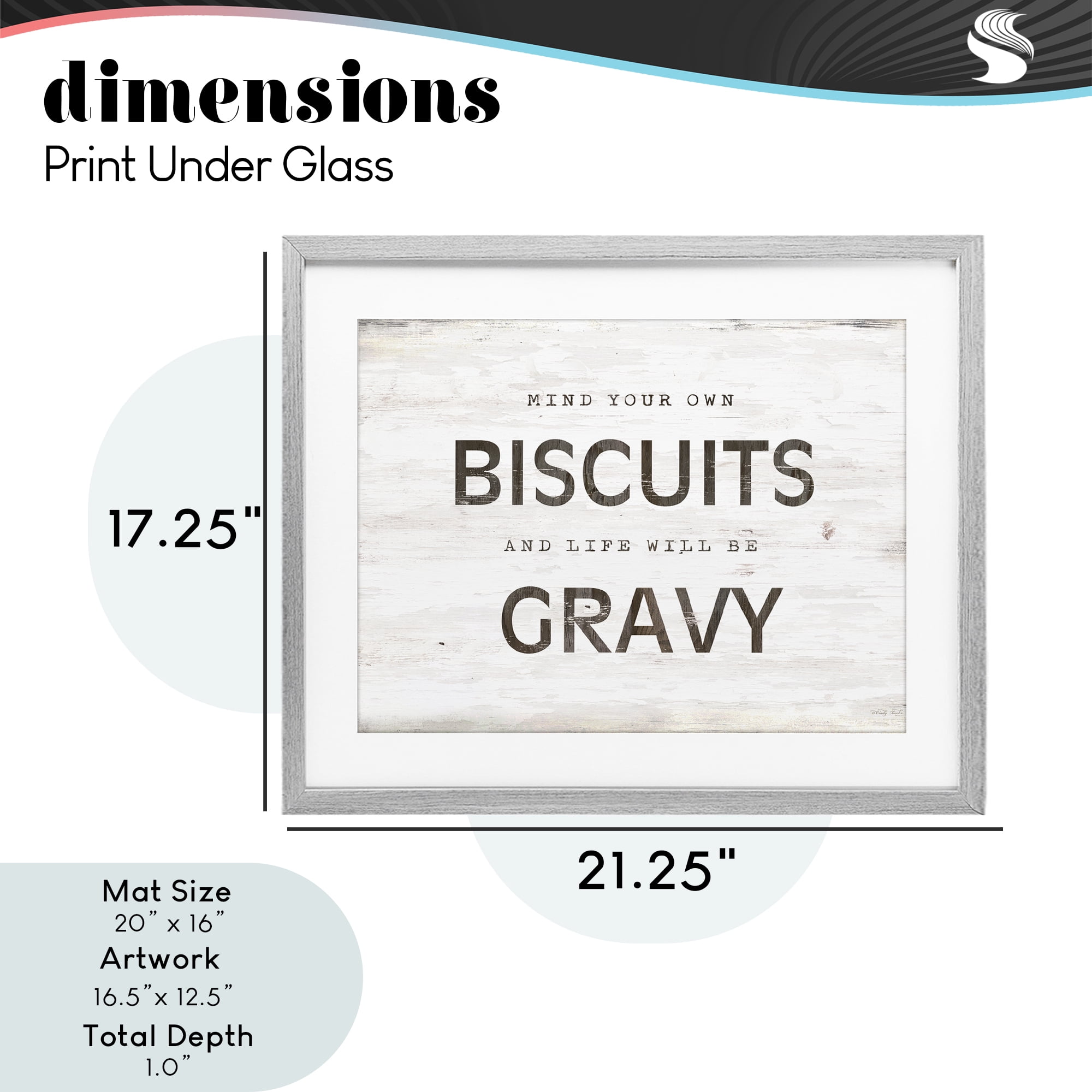 Stupell Industries Mind Your Biscuits Life Is Gravy Gray Framed Print Under Glass, design by Cindy Jacobs