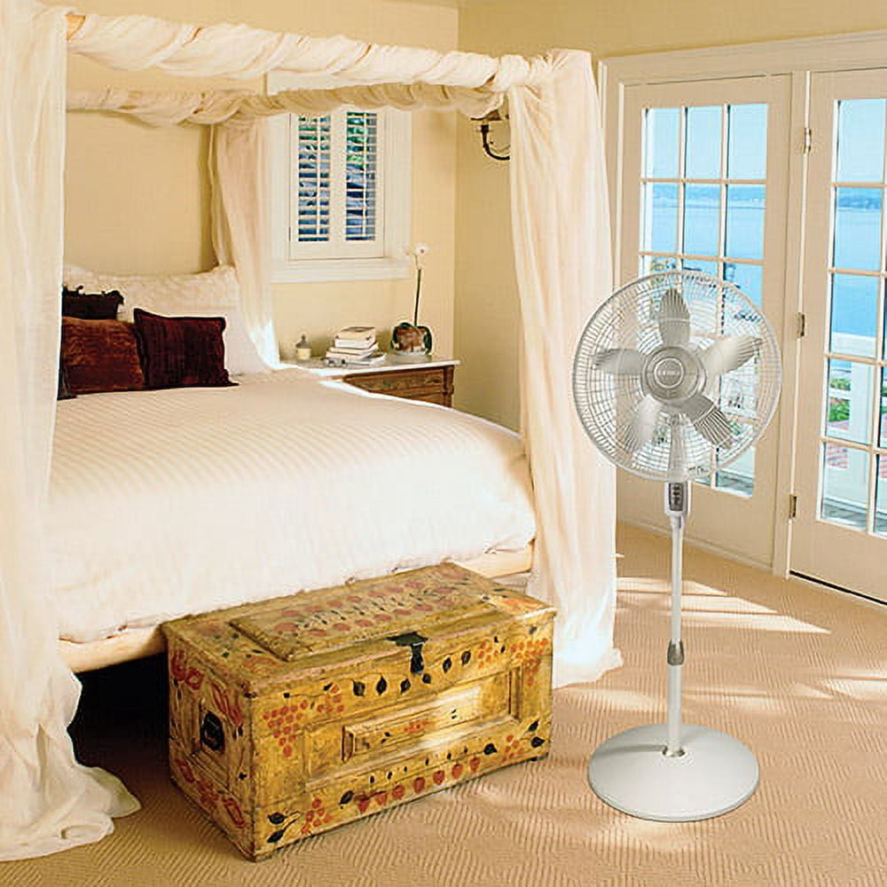 Lasko 18" High-Performance 3-Speed Remote Control Pedestal Fan, White, S18300