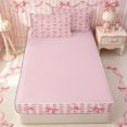thumbnail image 4 of Erosebridal Preppy Gingham Bow Zipper Twin Comforter Sets with Fitted Sheet and 2 Pillowcases,Timeless Checker Base Zipper Bedding Set,Dusty Pink White,4-Piece,Pink Reversible, 4 of 6