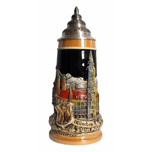 German Beer Stein Munich Town Stein 0.5 liter tankard, beer mug