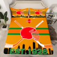 thumbnail image 2 of Erosebridal Ice Hockey Bed Sheets Set,Ice Hockey Lovers Sheet Set Twin,Winter Sports Sheets for Ice Hockey Fan,Ice Hockey Helmet Flat Fitted Sheet with 1 Pillowcase Bedroom Decor(Chicago), 2 of 5