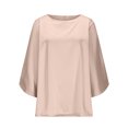 thumbnail image 4 of FRSASU Womens Business Casual Tops Satin Silk Dressy Blouses Round Neck formal Tops Batwing Half Sleeve Shirt Rose Gold M(M), 4 of 6