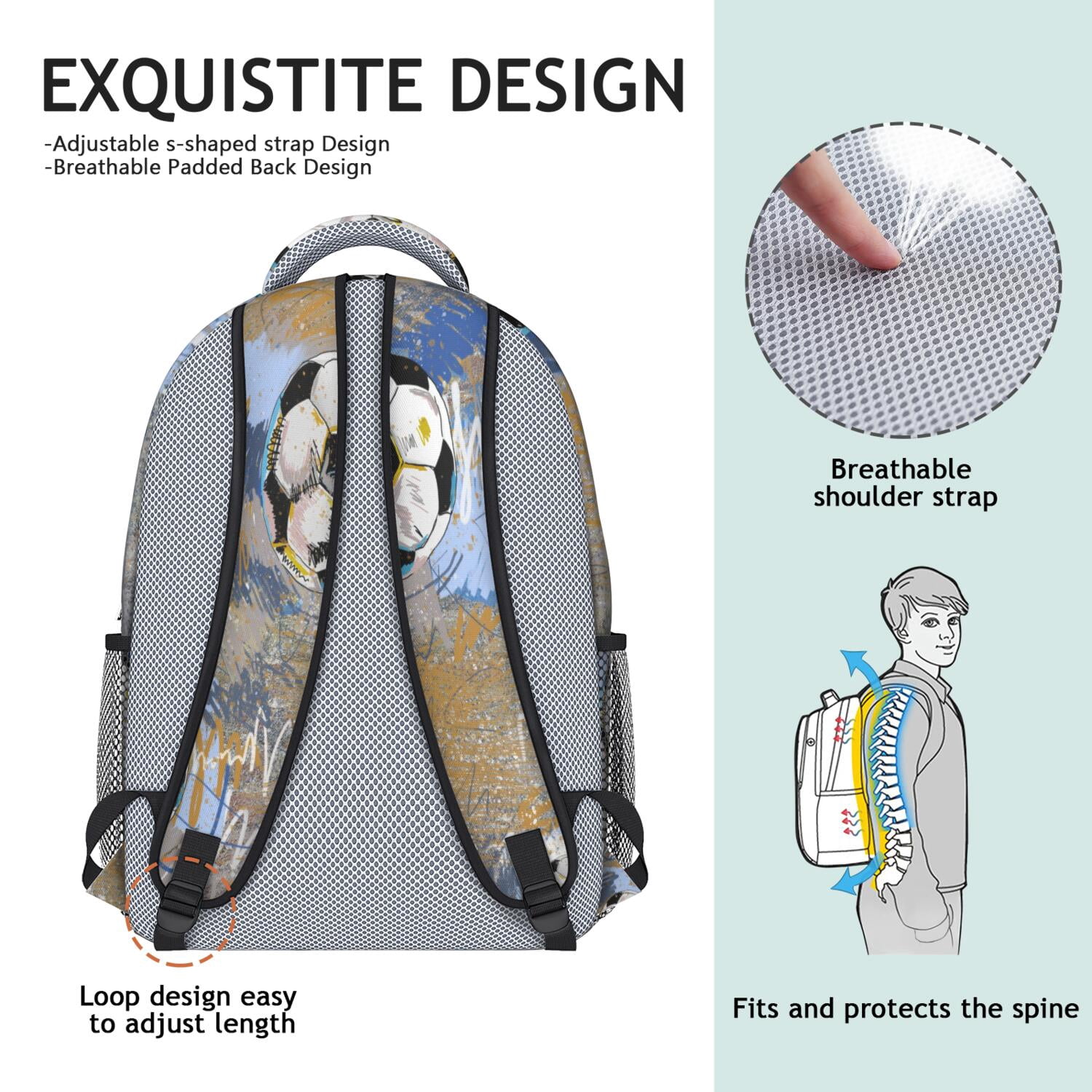 Team Spirit Waterproof Backpack - Ergonomic Student Backpack for Baseball, Football, Soccer Fans - Breathable & Durable Design for Teens