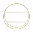thumbnail image 6 of Kate and Laurel Sequoia Modern Round Wall Shelf, 24 Inch Diameter, White and Gold, Contemporary Glam 2-Tier Floating Shelf Decor for Living Room, Bedroom, or Bathroom Display, 6 of 8