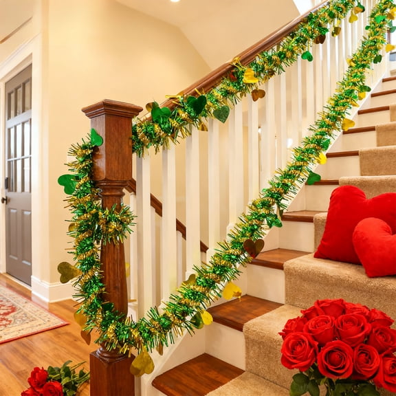 RKSTN 6.56 ft Valentine s Day Tinsel Garland Pink Twist Metallic Wire Garland Heart Tinsel Foil Hanging Decor