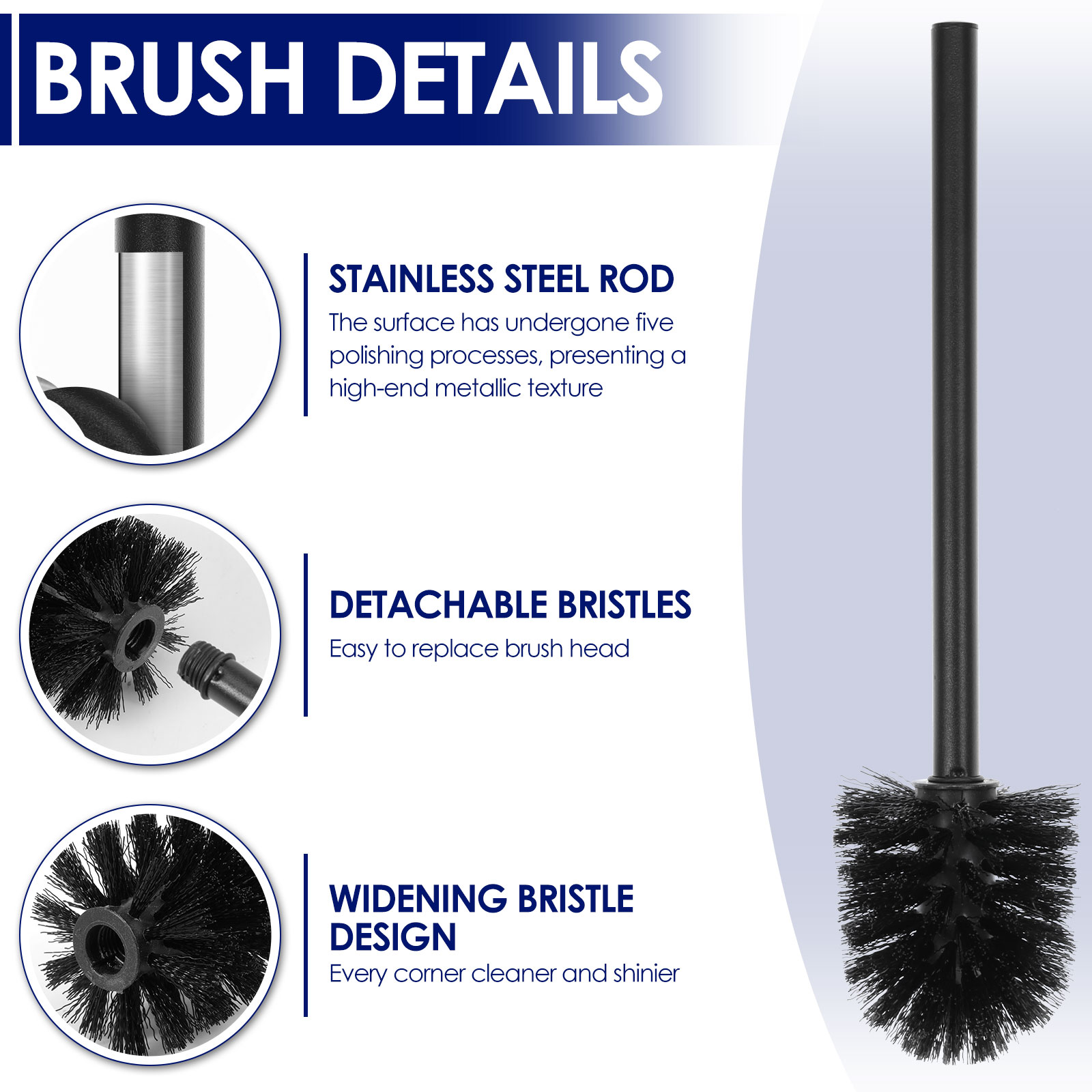 Dznils Free Standing Stainless Steel Toilet Paper Holder with Roll Reserve, Toilet Brush and Top Storage Shelf, Black