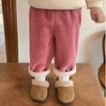 thumbnail image 2 of Adeawade Pants For Boy Mid Waist Warm Inner Corduroy Trousers Solid Color Straight Lit Jogger Pants Trend Wear Red 7-8 Years, 2 of 4