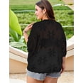 thumbnail image 2 of Cogild Women’s Plus Size Floral Crochet Top Hollow Out Crew Neck Dolman Sleeve Loose Knit Cover up & Casual Shirt L–4XL, 2 of 6