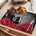 thumbnail image 3 of Valentine's Day Placemats Set of 6, Romantic Couple Lover Shadow Red Roses Floral Red Wine Non-Slip Place Mats Washable Table Mats for Kitchen Dining Table Decorations Indoor/Outdoor, 3 of 9