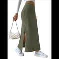 thumbnail image 1 of Faldas Tubo de Punto Ajustadas para Mujer, Falda Midi de Cintura Alta con Abertura Elástica Verde M, 1 of 8