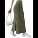 thumbnail image 1 of Faldas Tubo de Punto Ajustadas para Mujer, Falda Midi de Cintura Alta con Abertura Elástica Verde S, 1 of 8