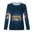 thumbnail image 4 of xixinqiwan Happy New Year 2025 T-Shirt for Women,Womens 2025 New Year Sweater Christmas Fireworks Clothes Casual Holiday Party Pullover, 4 of 6